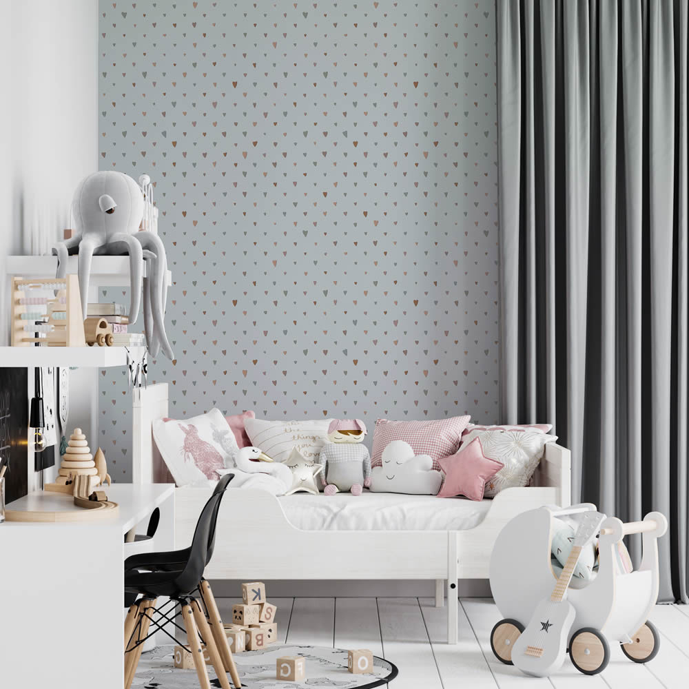 Herzmuster Blau bunt Vliestapete Great Kids Hohenberger 26815