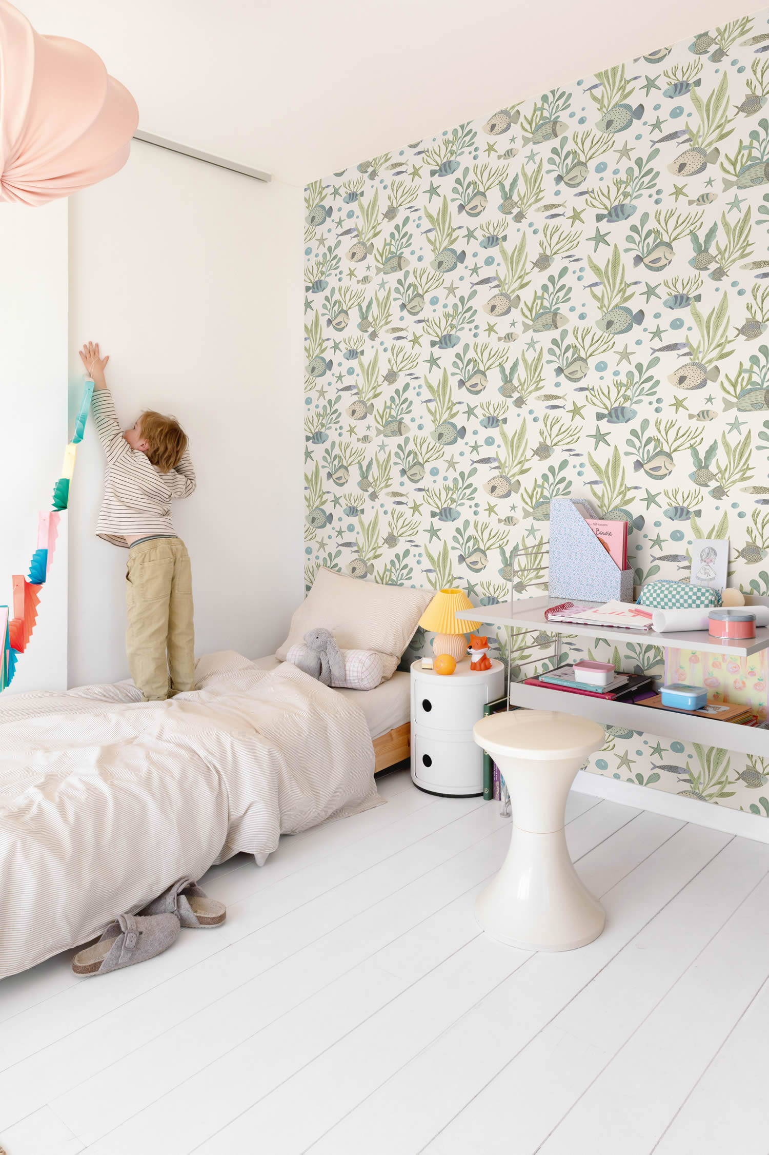 Unterwasser Tapete Fische Vlies Weiß LD3309