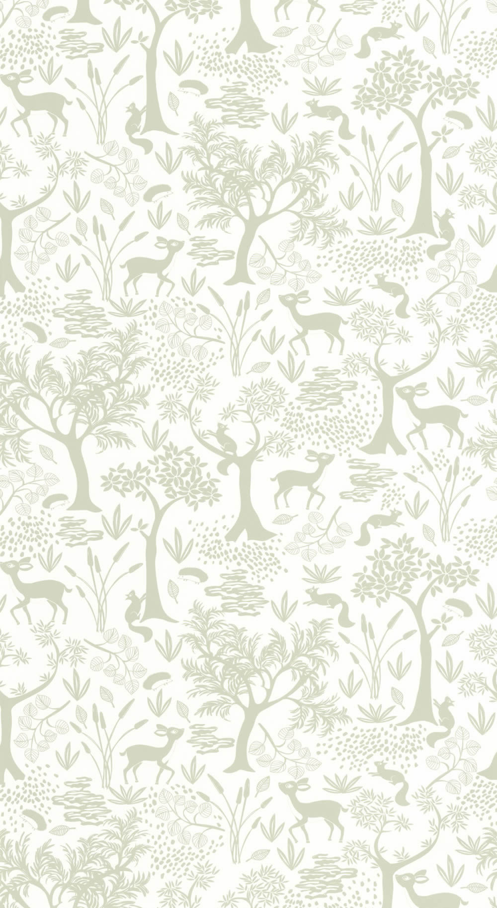 Vliestapete Waldtiere Rehe Bäume weiß grün OUAT88267763
