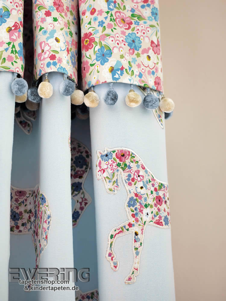 Baby-Blau Dekostoff Pferde