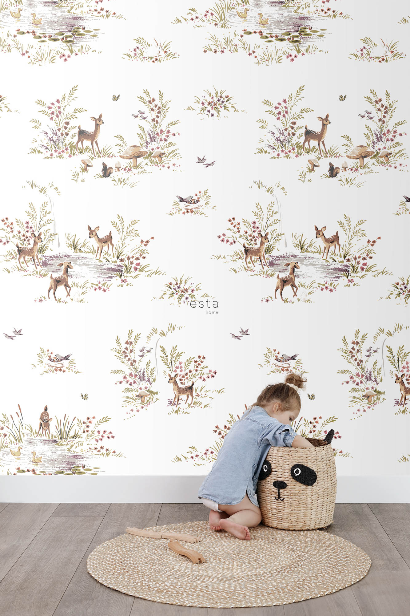 Wandbild Rehe Wald Bambi Vlies weiß 200 x 279 cm 159055