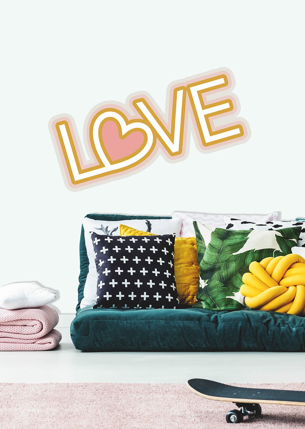 Wandbild retro Schriftzug Love vorgekleistert 100 x 41,2 cm