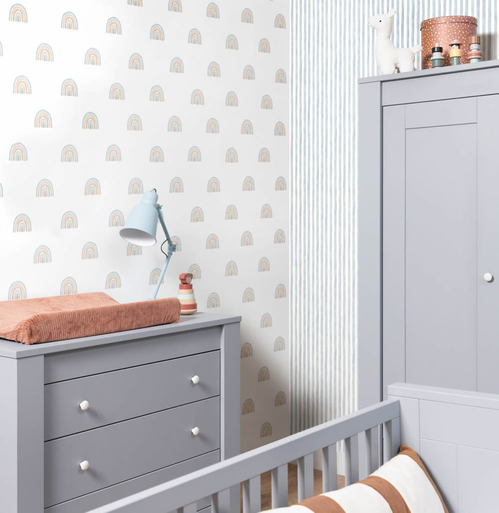Vliestapete Streifen Landhaus blassblau Bambino XIX Rasch 252743
