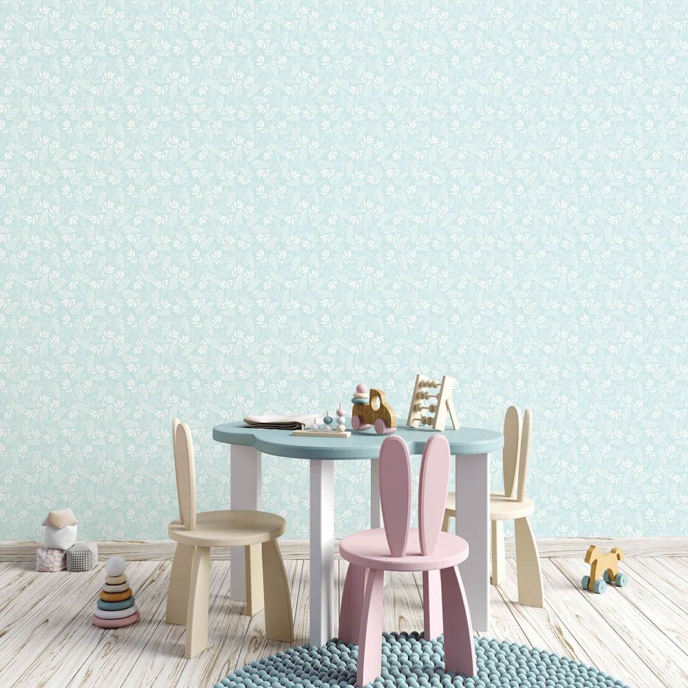 Turquoise non-woven wallpaper branch motifs Tiny Tots 2 Essener G78383-28-G78383.1M