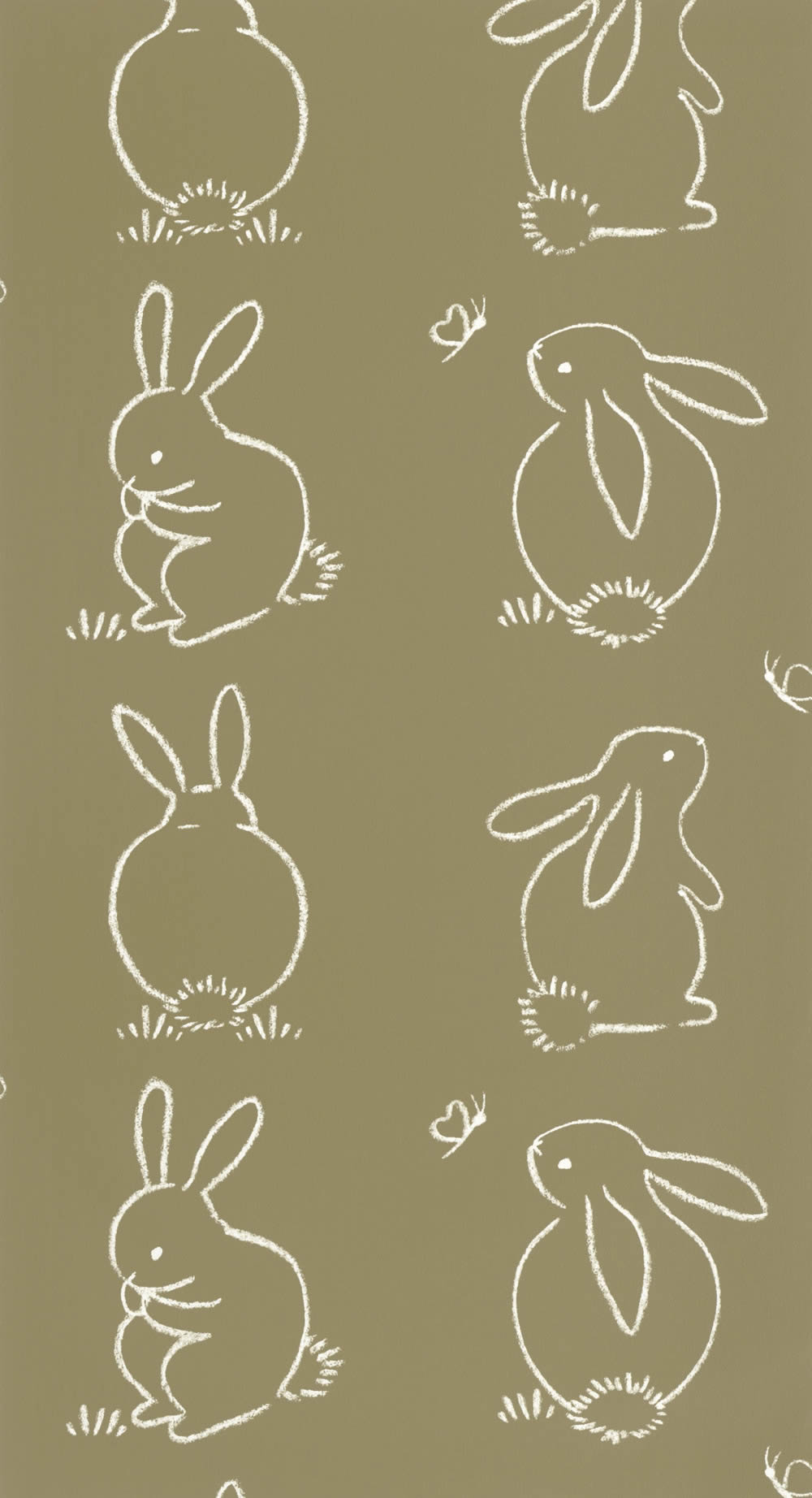 Vliestapete gezeichnete Hasen Tiere grün OUAT88387526