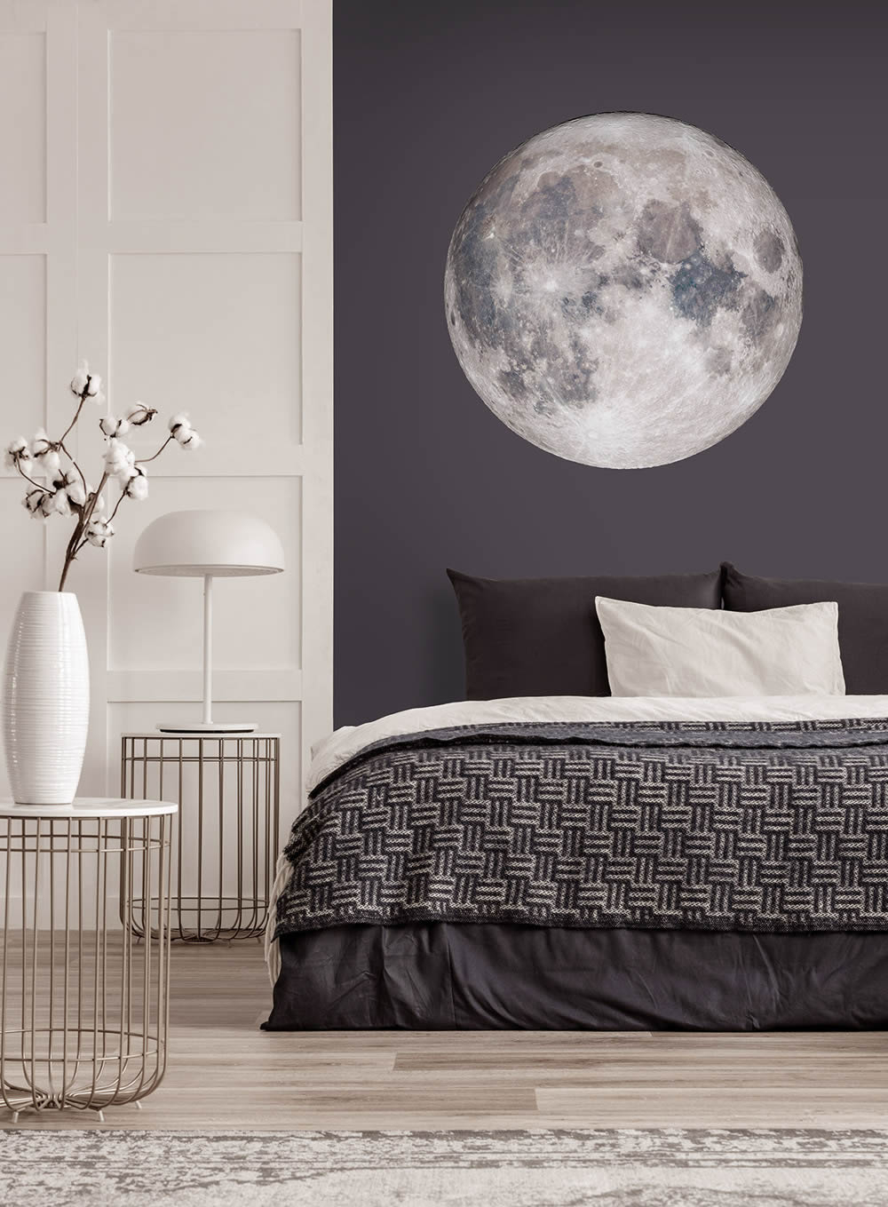 Wandbild rund Mondmotiv Galaxy vorgekleistert 100 x 100 cm