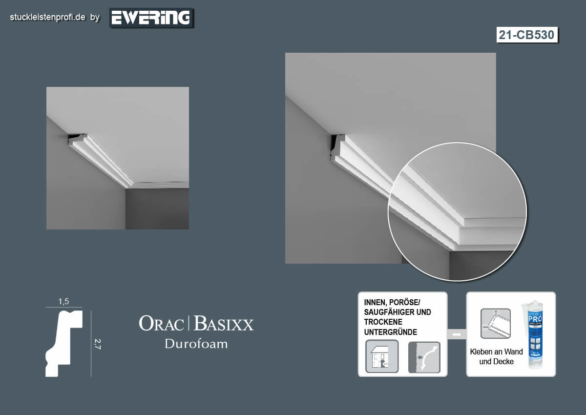 Deckenleiste CB530 _L Orac Decor Stuckleiste-CB530.3M
