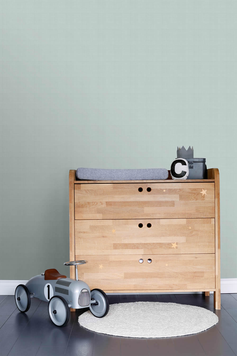 Tapete Vlies Leinen-Optik Uni graublau 139025