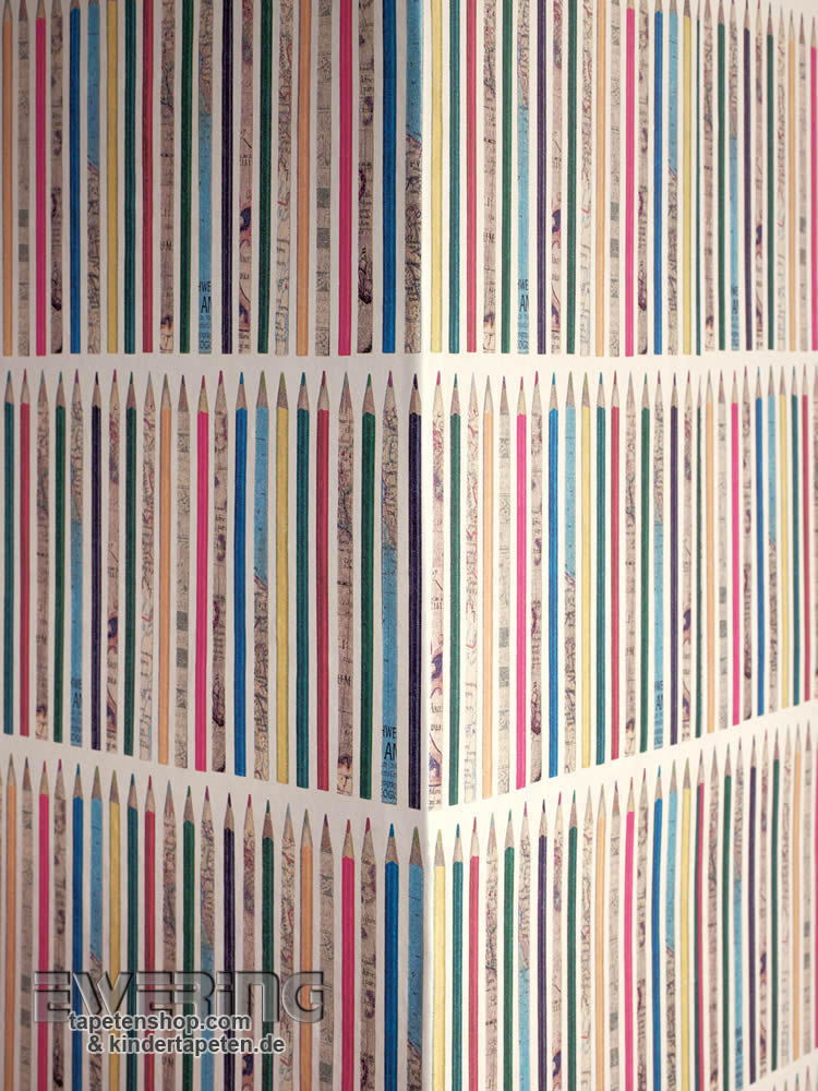 Papiertapete Bunt Stifte-Muster