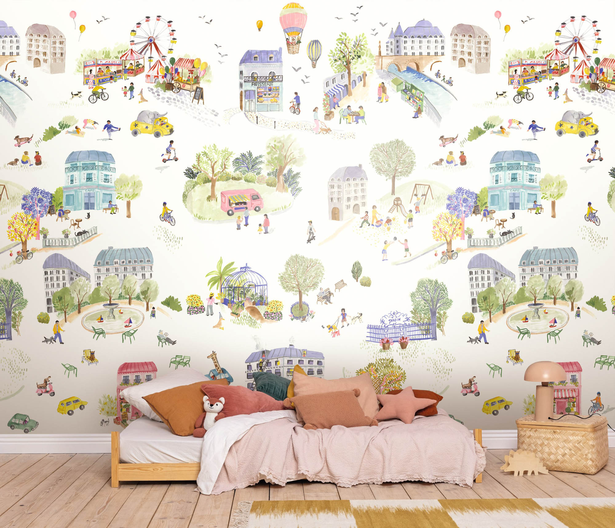 Wandbild S Traumstadt fröhliches Dorf 300 cm x 250 cm