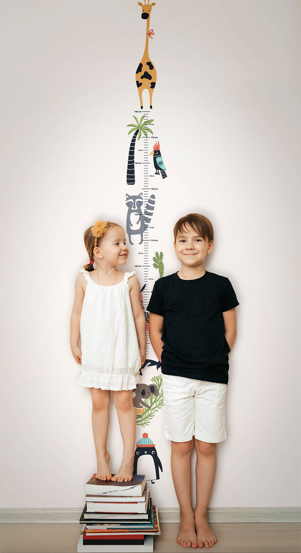 Tiere sweet animal Messlatte Wandbild weiß und bunt Kids Walls 45878