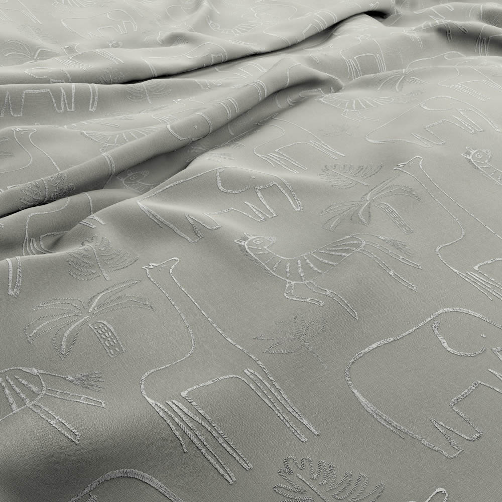 Stoff Zootiere Giraffe Zebra Elefant grau HLTF133537