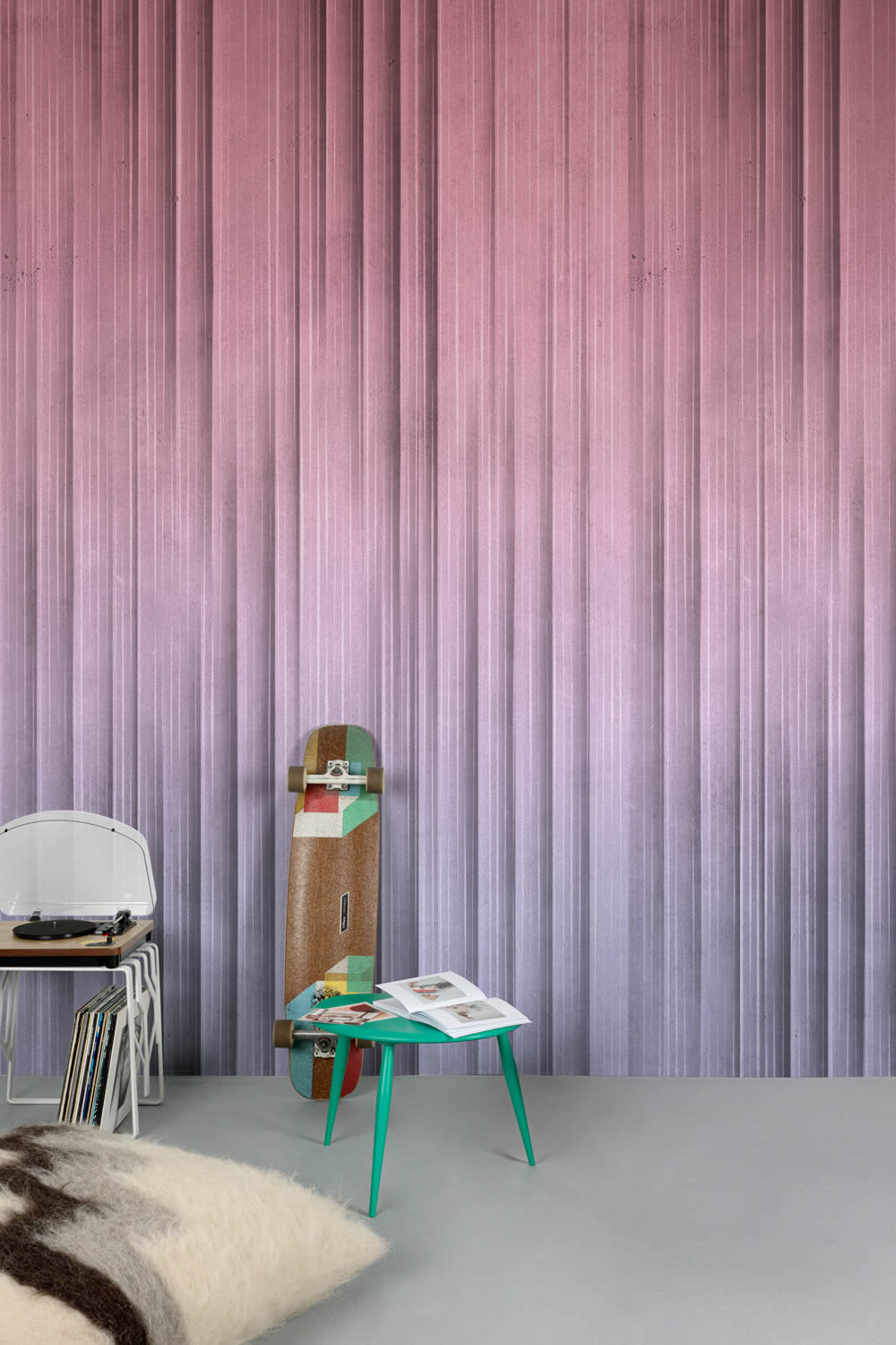 Fototapete 159 x 280 cm Farbverlauf moderne Streifen lila ML6102