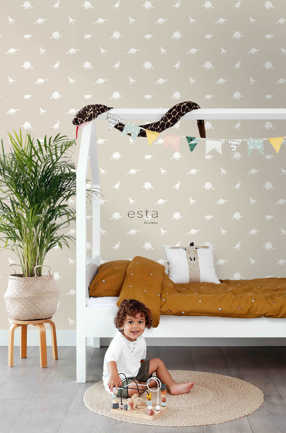 Dino Tapete Dinosaurier Skandi minimalistisch Vlies beige 139508