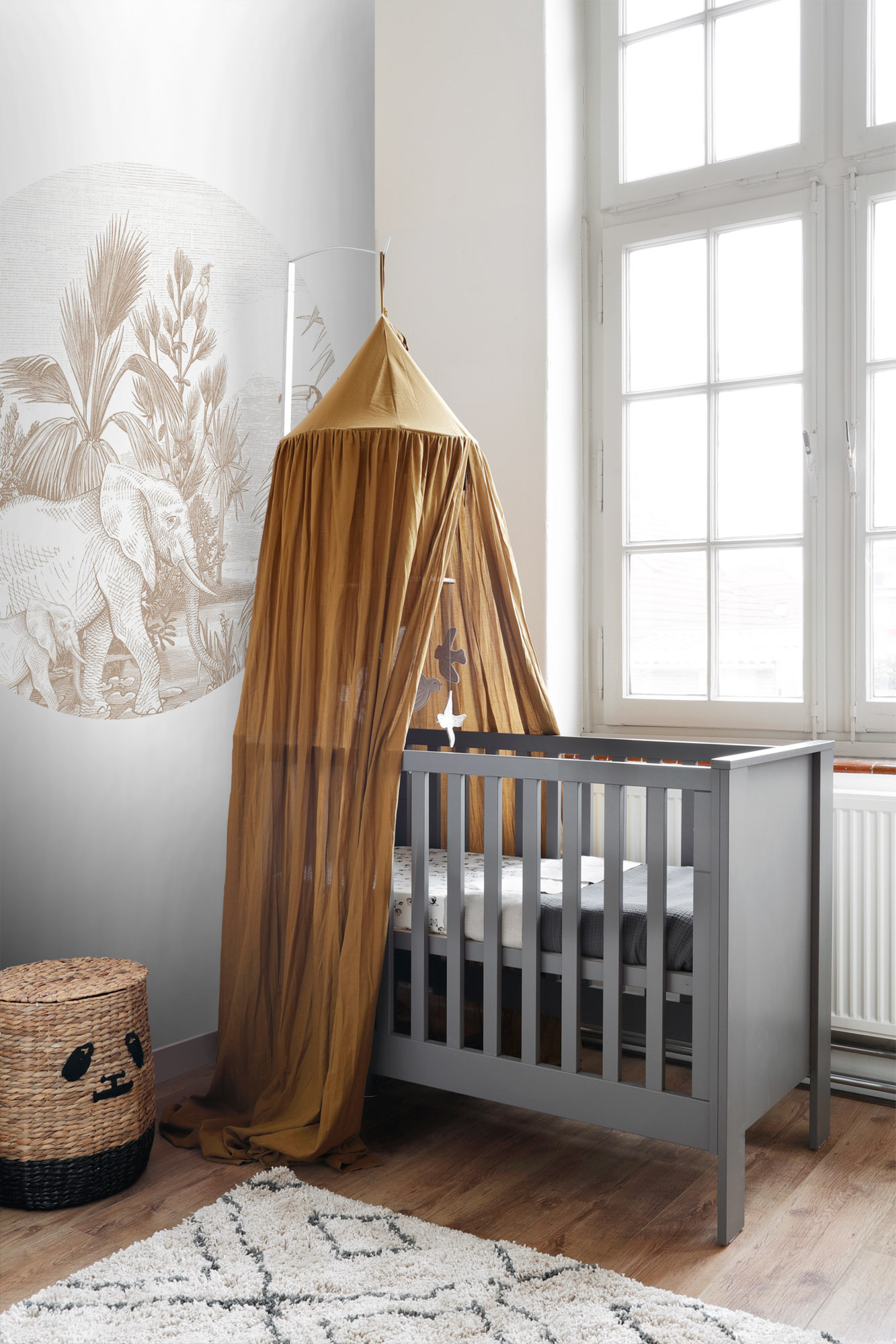 Wandbild Dschungel Tiere rund beige 70 cm Vlies 159077
