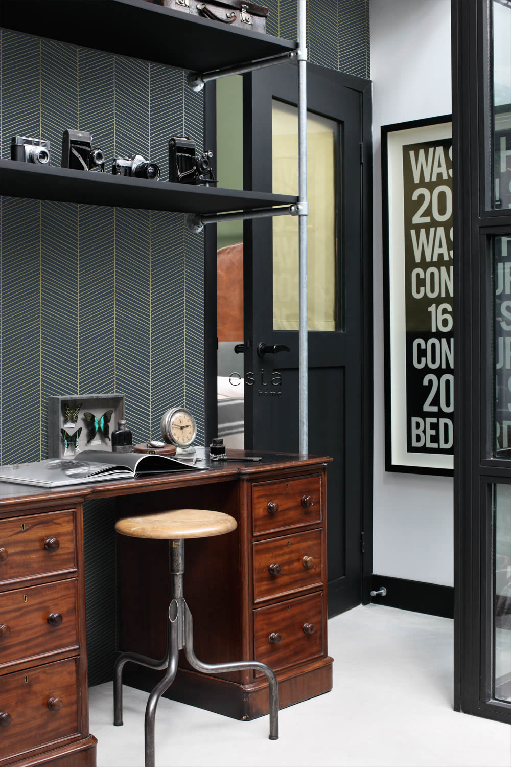 Tapete Linien Muster grafisch blau 139452