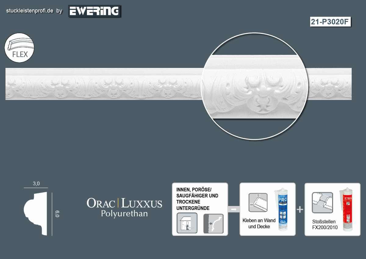 Flexible Wandleiste P3020F Orac Decor Stuckleiste-P3020F Flexible Wandleiste P3020F Orac Decor Stuckleiste-P3020F