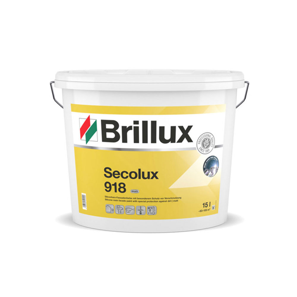 Brillux Secolux 918 matt im 15 l Eimer - Fassadenfarbe fuer strapazierfaehigen Aussenanstrich