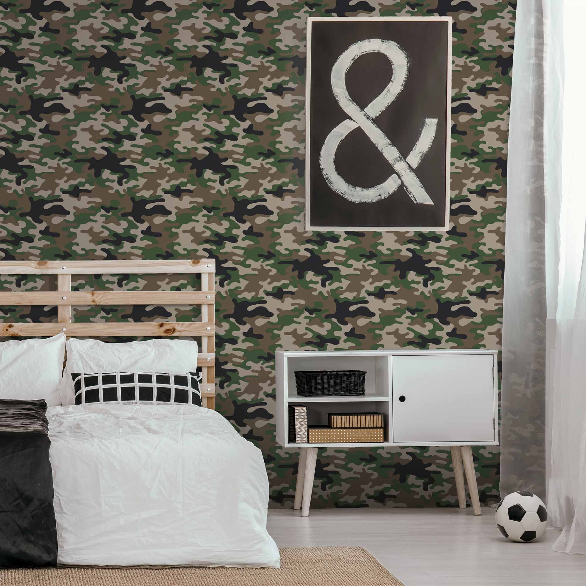 Tapete Camouflage Tarnmuster grün Vlies G78552