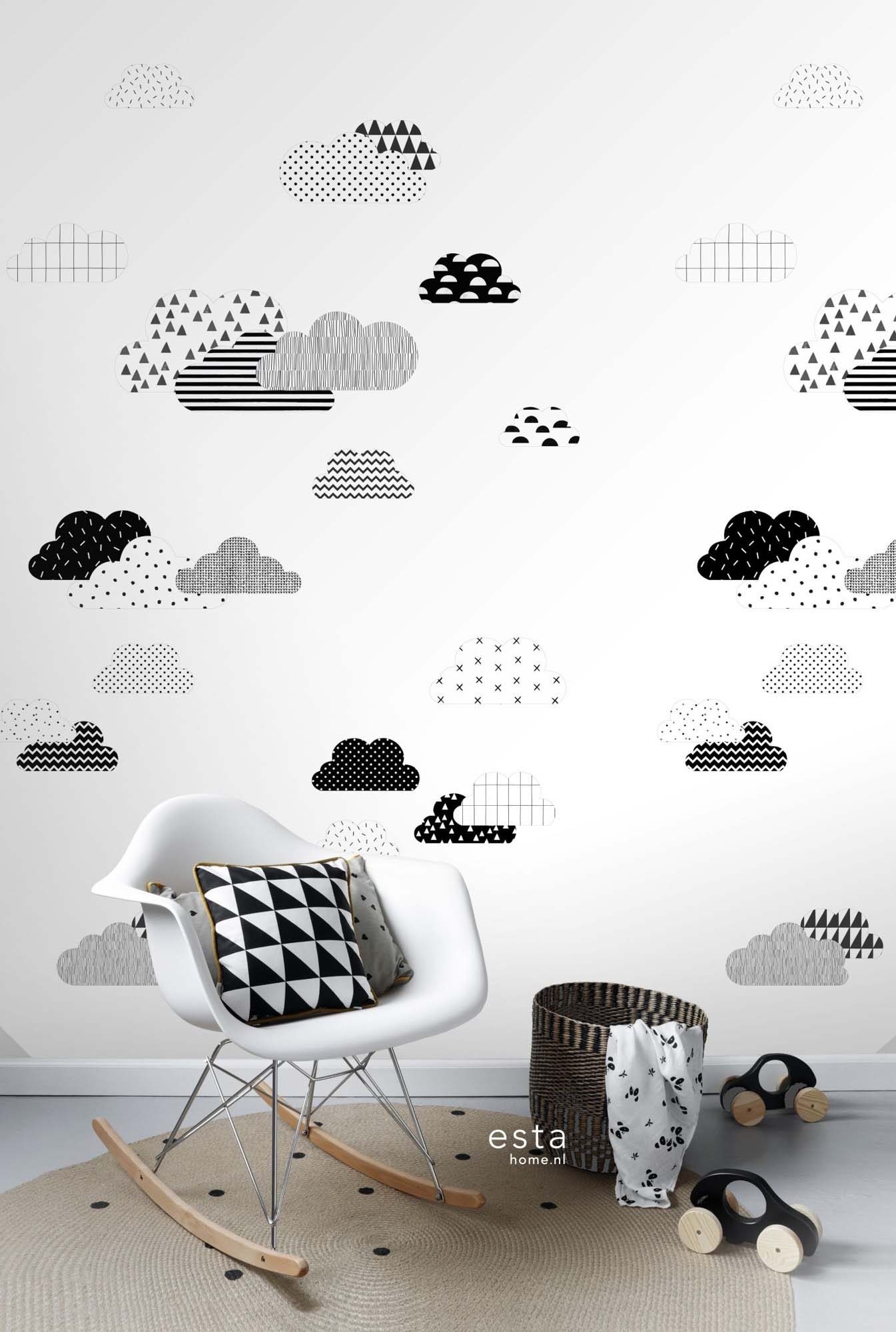 Wandbild Wolken schwarz weiß 150 x 279 cm 158922