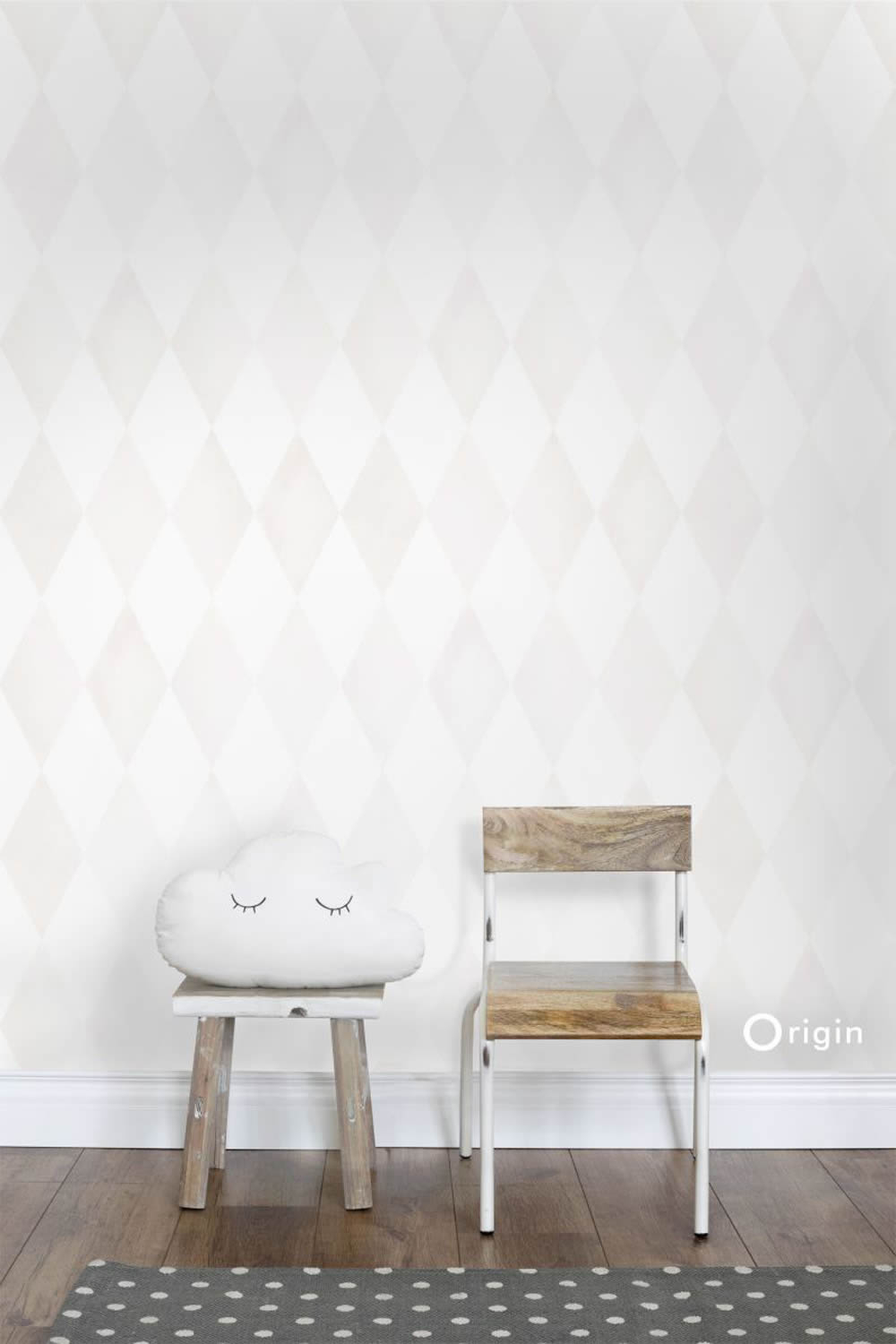 Vlies Tapete Creme Rauten Kinderzimmer