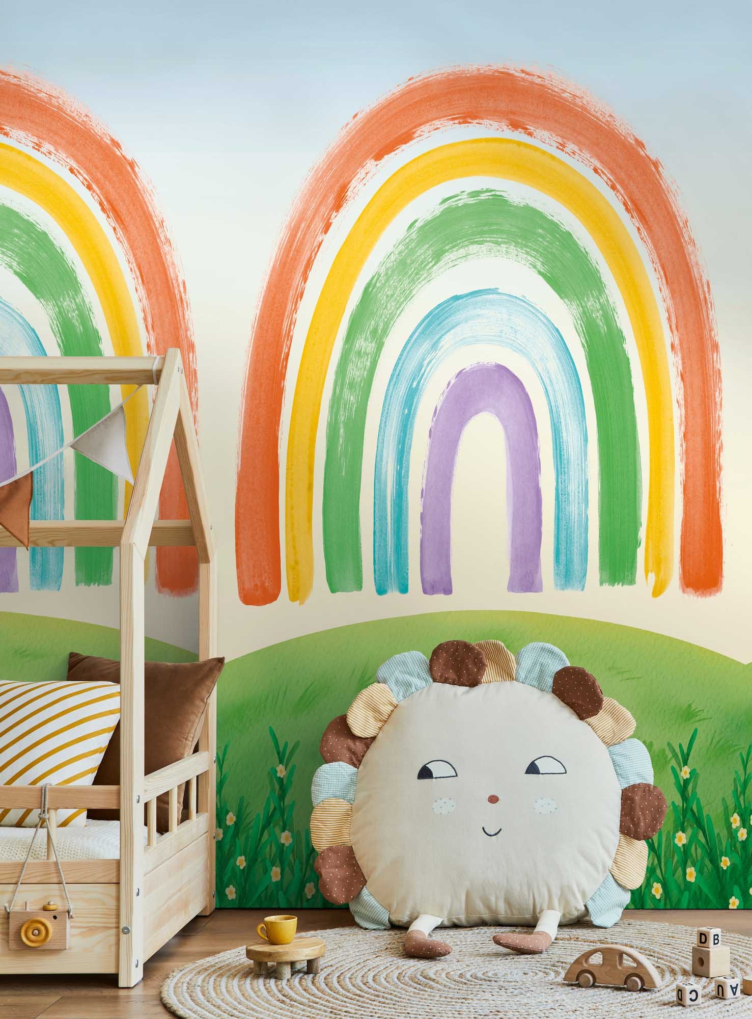 Wandbild Regenbogen Aquarell bunt 159 x 280 cm 792883