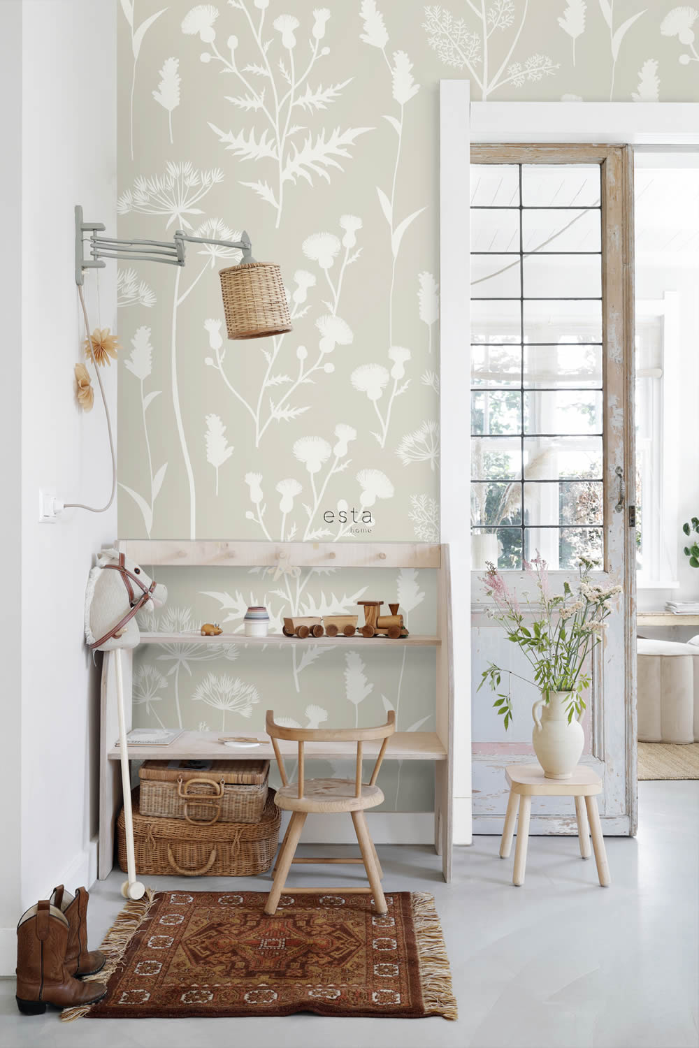 Wandbild Feldblumen skandinavisch beige 150 x 279 cm 159217