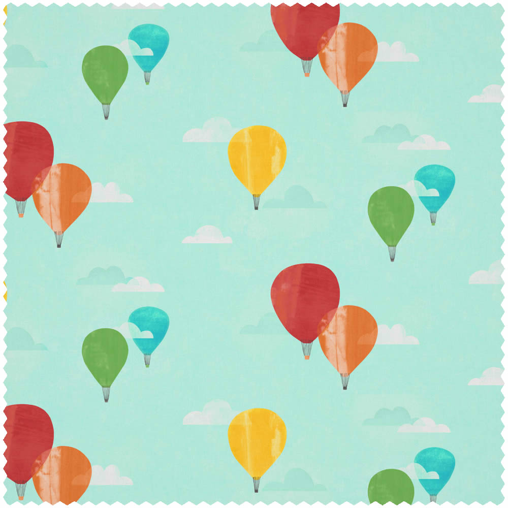 Stoff bunte Luftballons blau HLTF120944