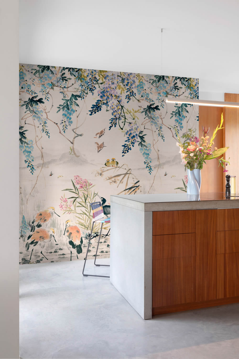 Wandbild 1,59 x 2,80 m Wald See Asiatisch zarte Farben bunt A52301