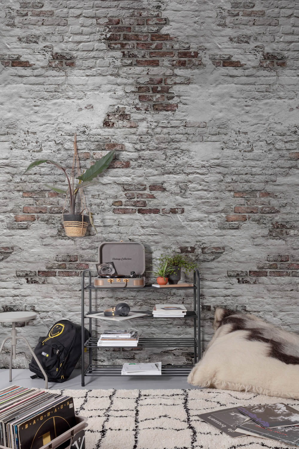 Wandbild 1,59 x 2,80 m Industrie chic Ziegelwand Steinoptik EP6102