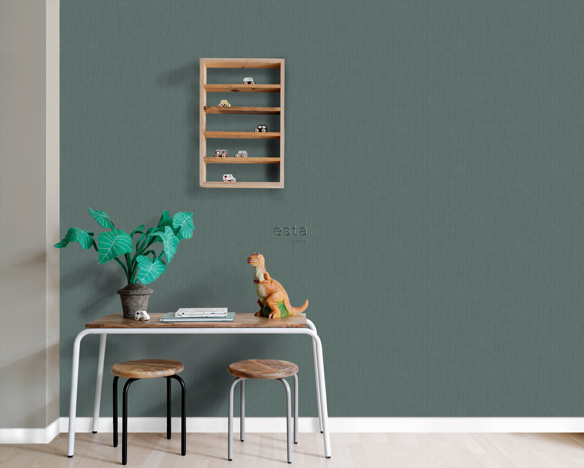 Denim Unitapete graugrün Vlies 148706