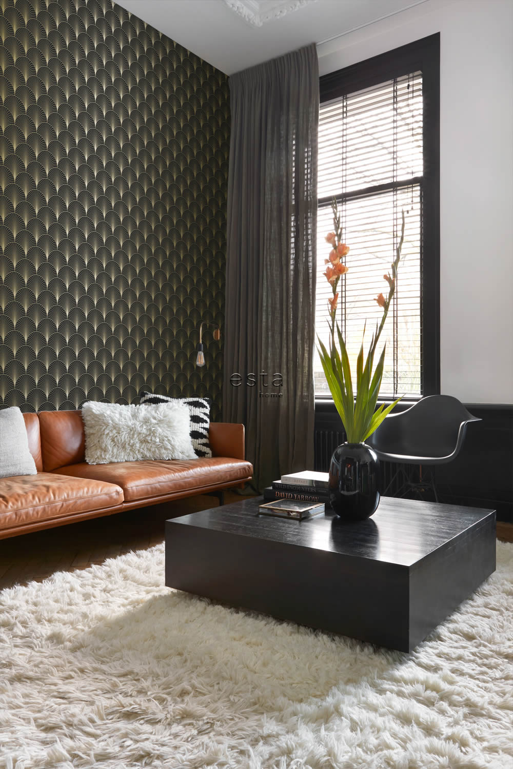 Tapete Fächer Muster grafisch schwarz 139457