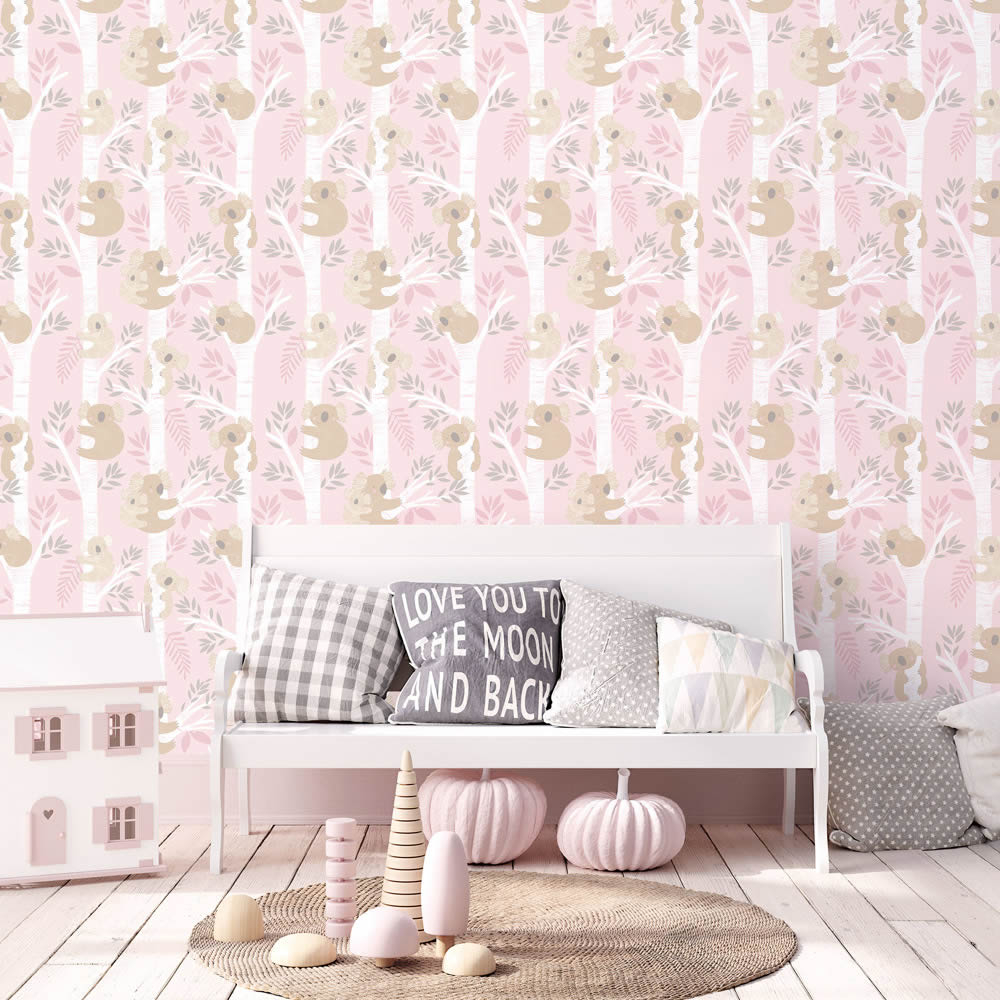 Koala pattern pink non-woven wallpaper Tiny Tots 2 Essener G78387-28-G78387.1M