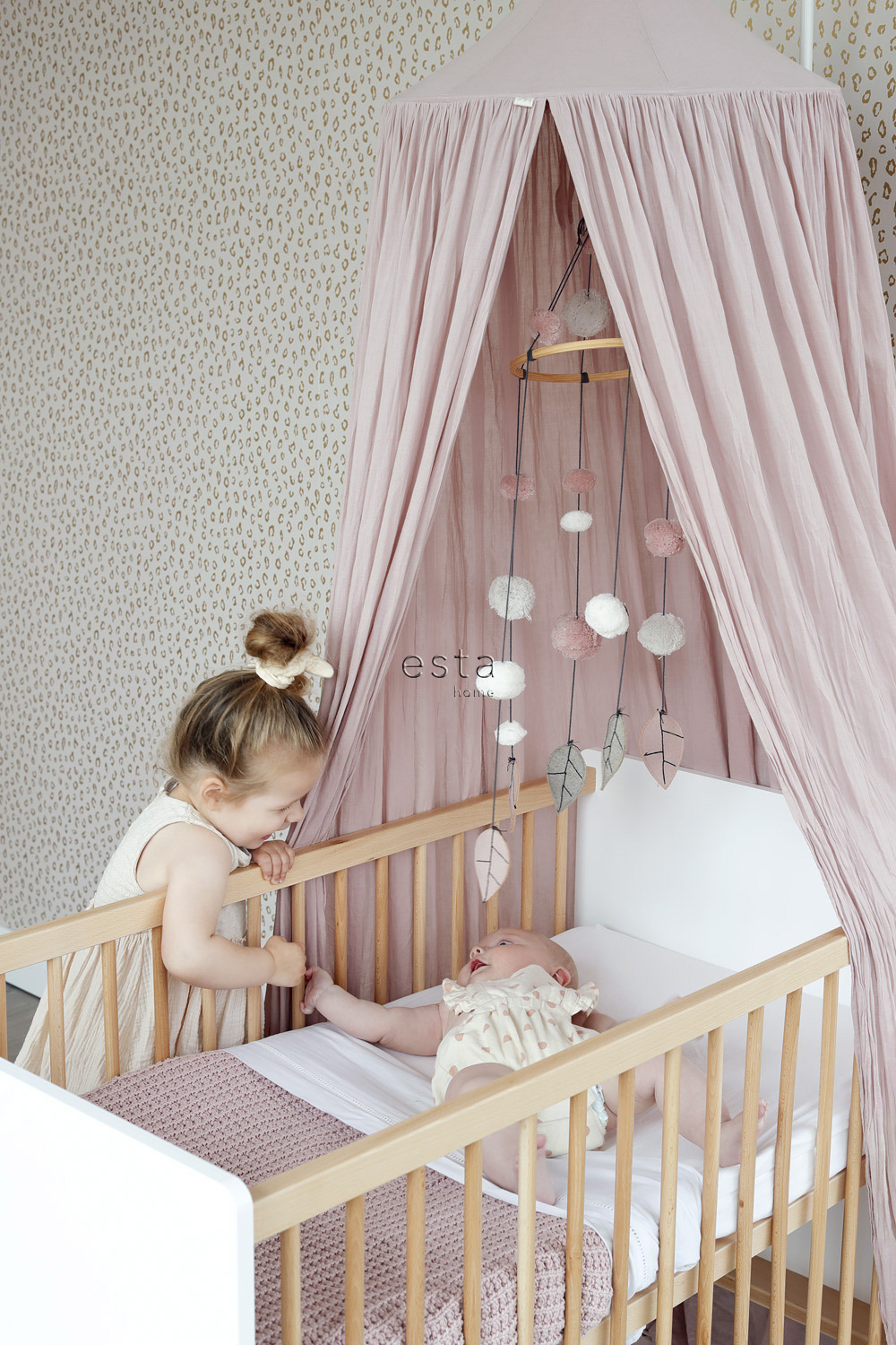 Tapete Leopardenmuster gold Vlies rosa 139273