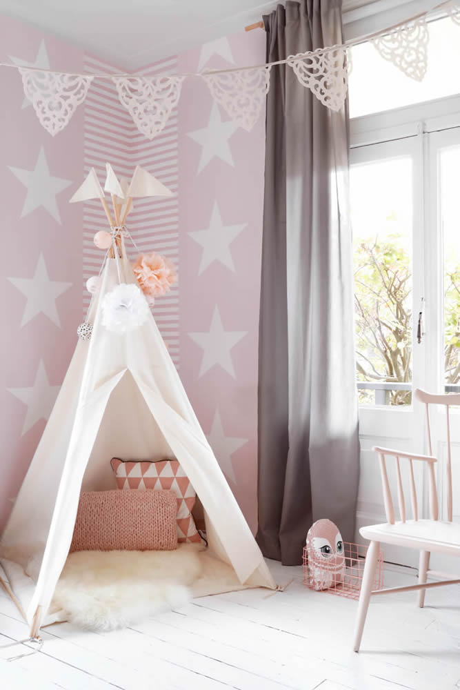 Pink wallpaper stars non-woven-23-138946.1M