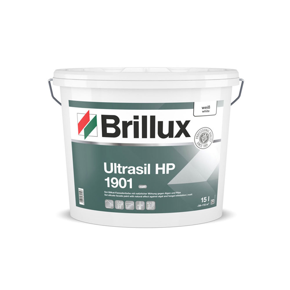 Brillux Ultrasil HP 1901 matt weiss im 15 l Eimer - Fassadenfarbe fuer langanhaltenden Schutz