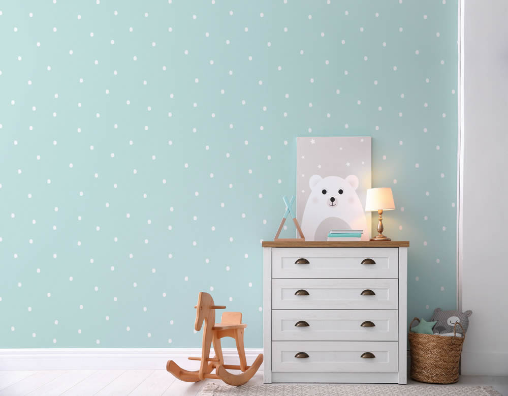 Hellblau und weiße Tapete Punkte Pippo Rasch Textil 104601