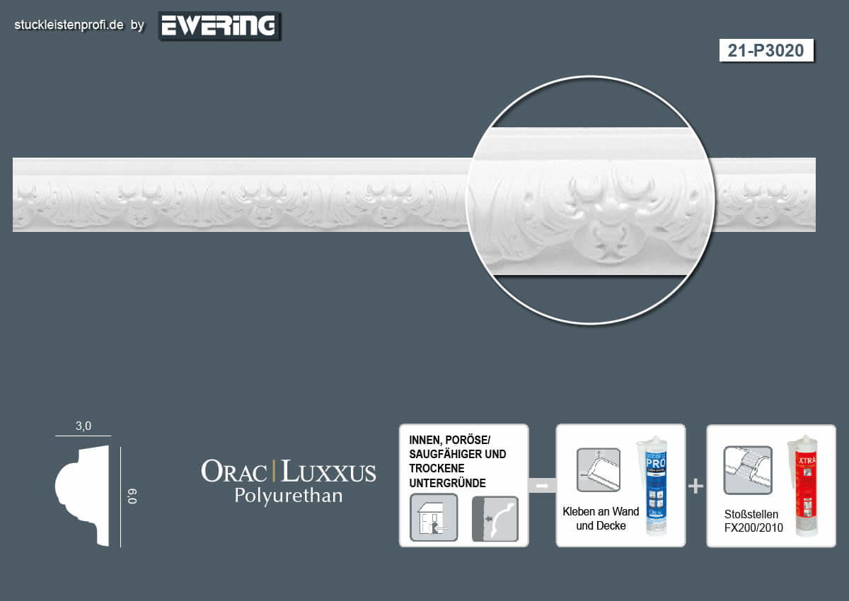 Wandleiste P3020 Orac Decor Stuckleiste-P3020.1M Wandleiste P3020 Orac Decor Stuckleiste-P3020.1M