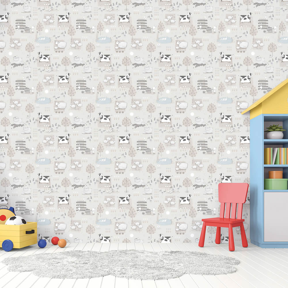 farm gray non-woven wallpaper Tiny Tots 2 Essener G78375-28-G78375.1M