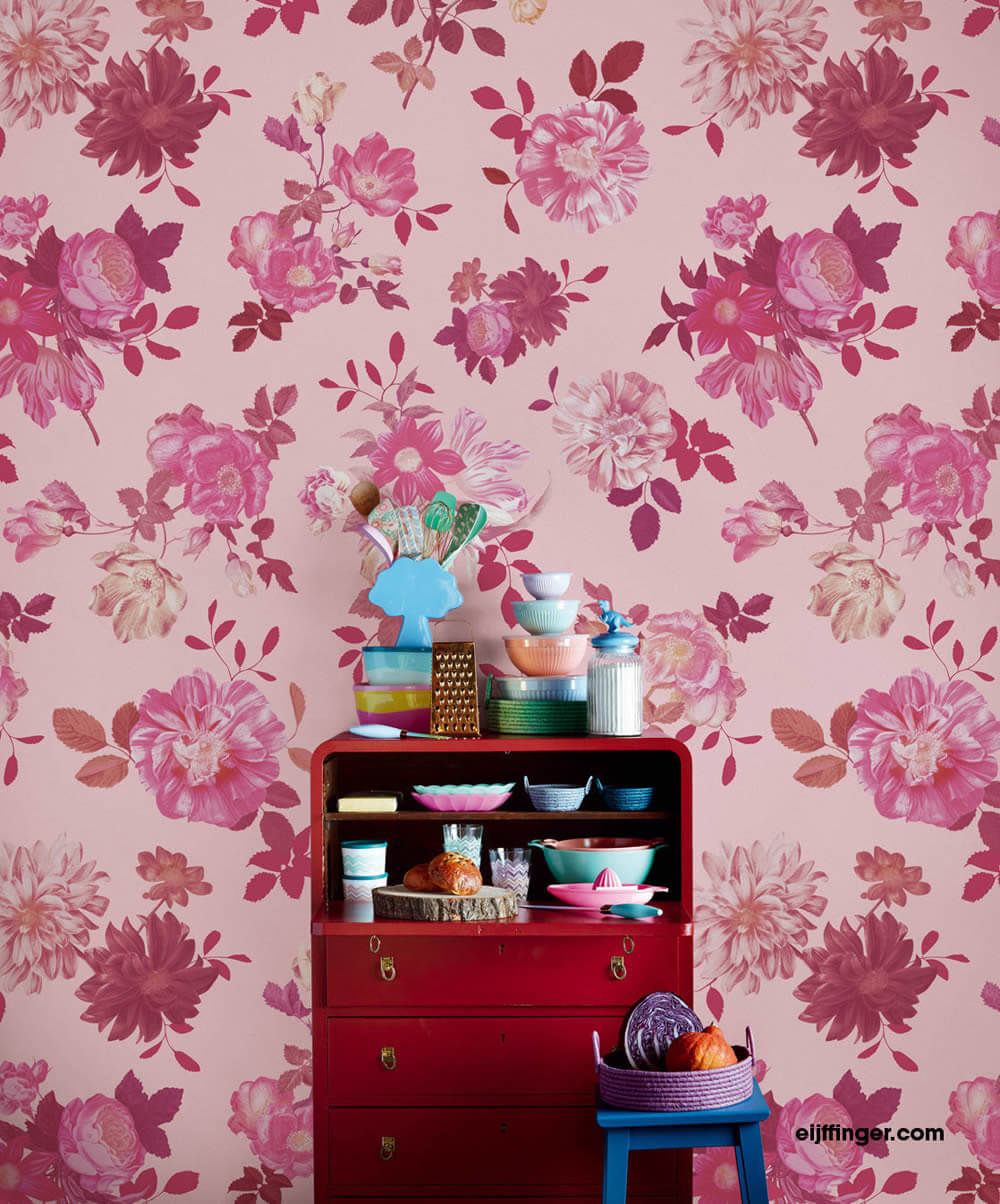 Orbits Mural Pink Pink Flowers-55-383614