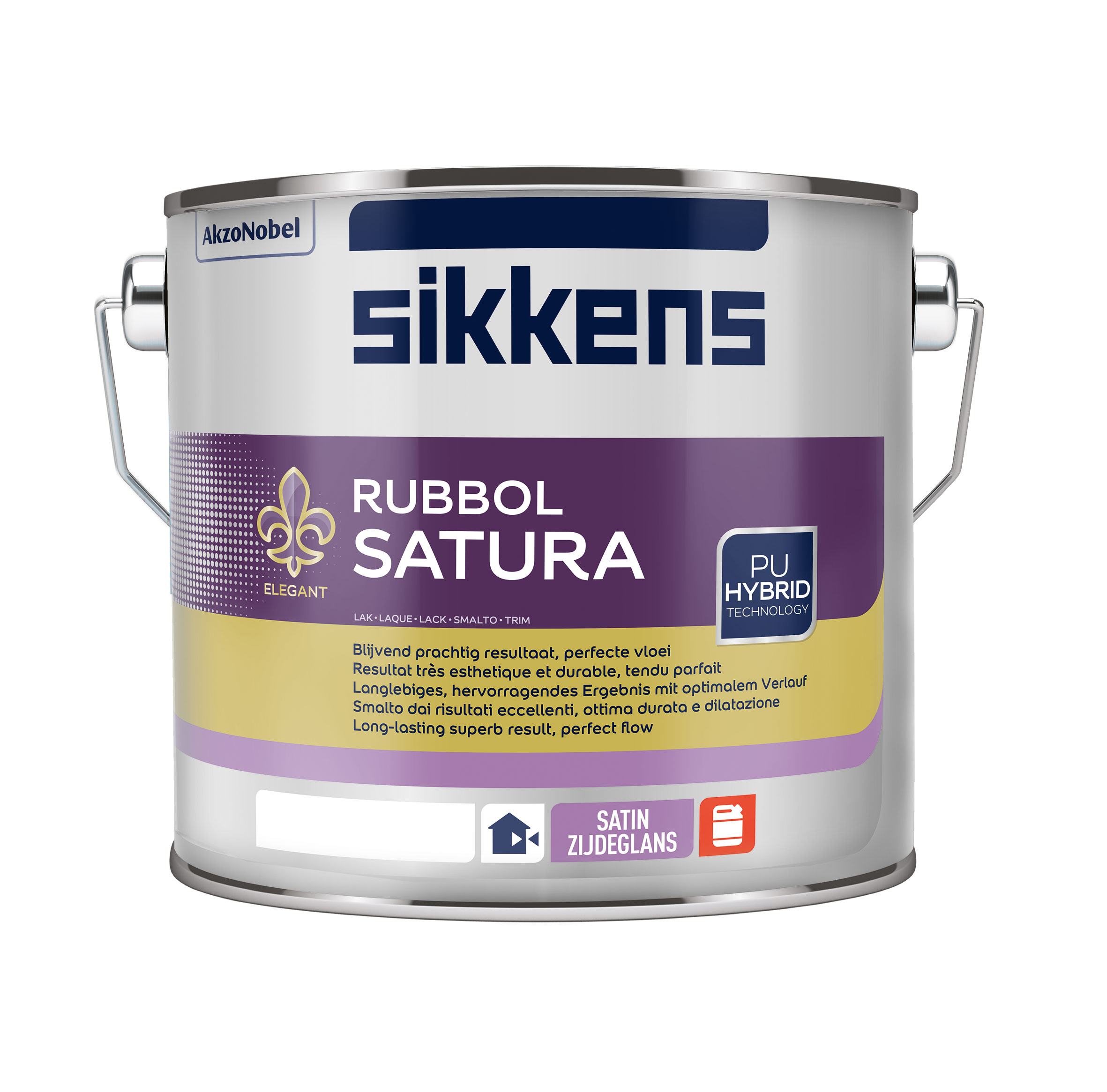 Sikkens Rubbol Satura PU Hybrid seidenglänzender Alkydharzlack für innen/außen 2,5 Ltr. | weiß _L-3-42247M
