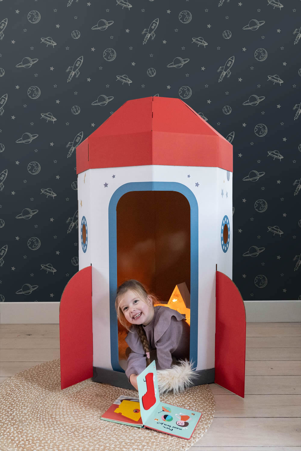 Tapete Weltraum Planeten Raketen Sterne Vlies blau 139422