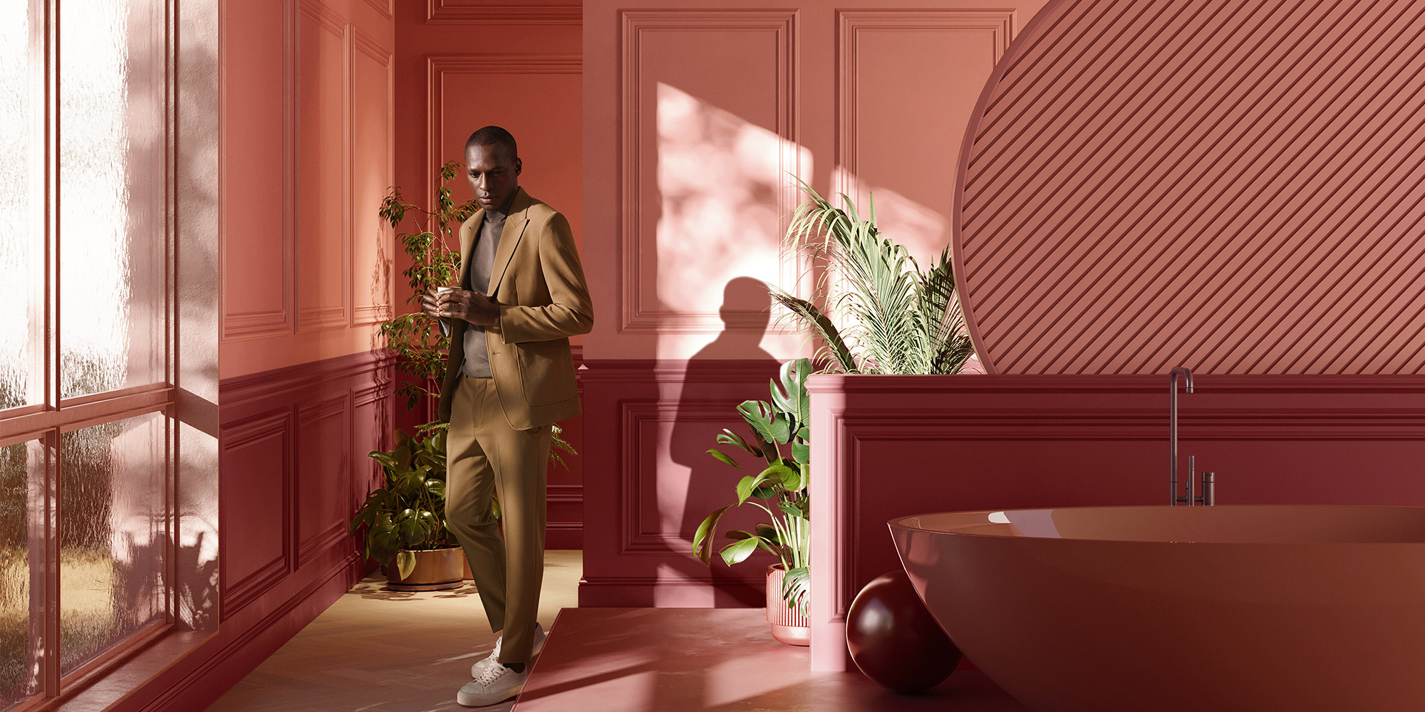 Wasserfeste Stuckleisten von Orac Decor für ein wohnlich wirkendes Badezimmer.