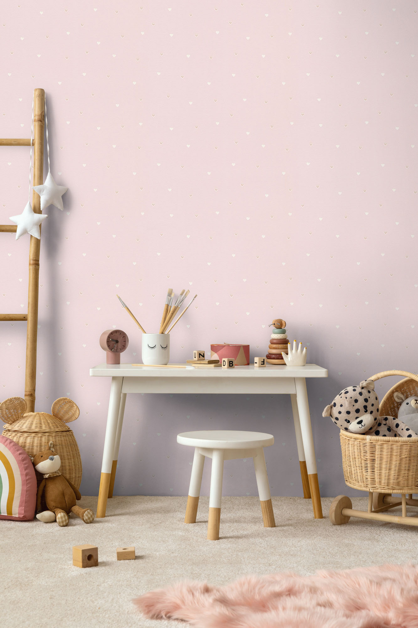 Tapete Herzentapete kleine glitzernde Herzchen rosa Vlies 792123