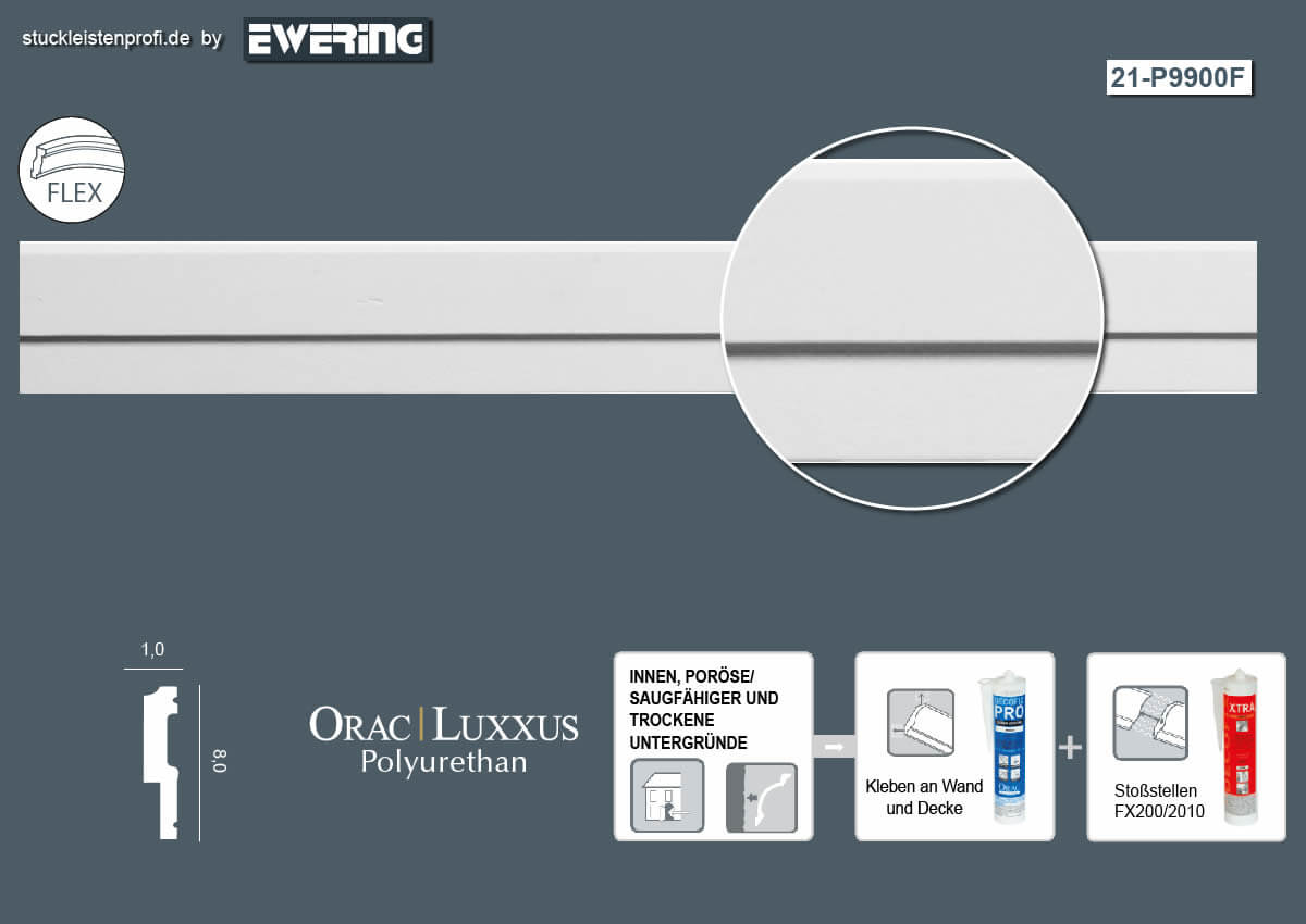 30er Stuckleisten Box P9900F Flexible Wandleiste Orac Decor Stuckleiste-P9900F-VE