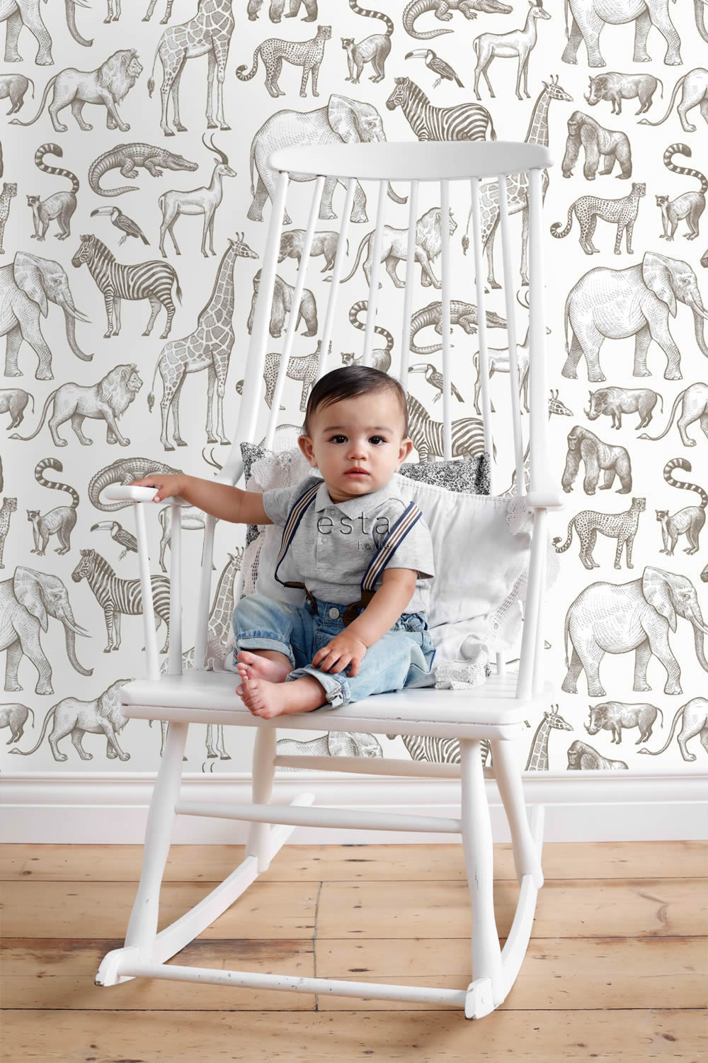 Safari Tapete Tiere Elefant Löwe Afrika Vlies beige 139510