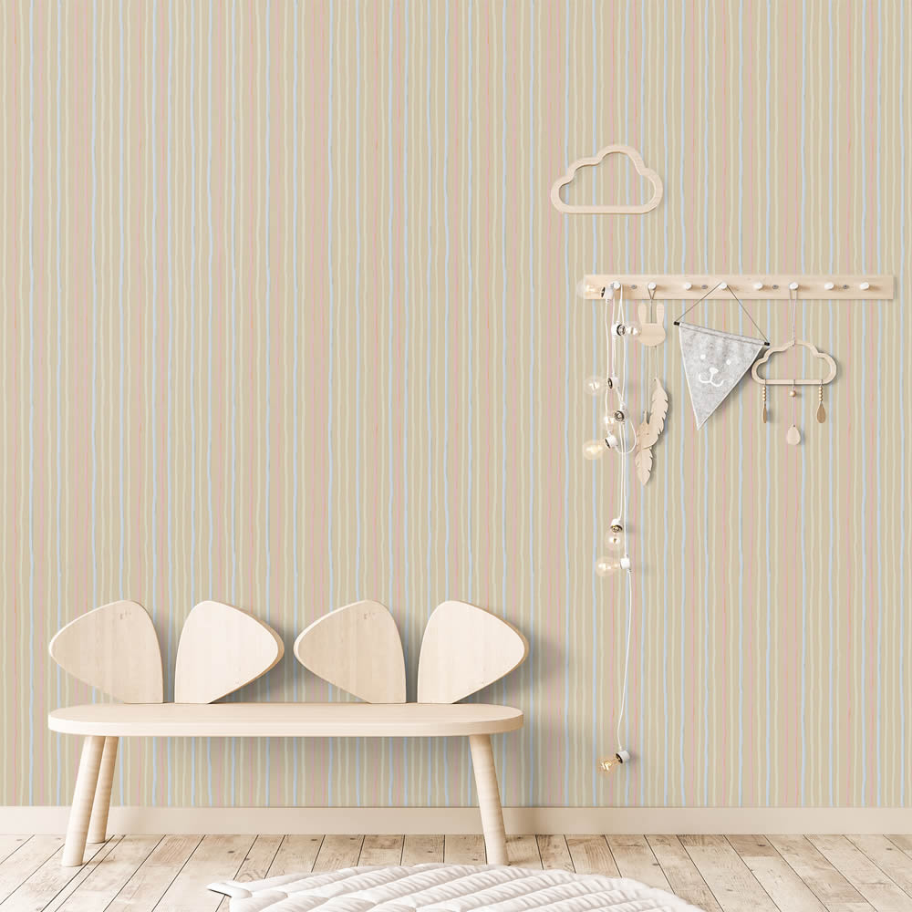 Geometrisch bunte Streifen Tapeten beige Great Kids Hohenberger 26849