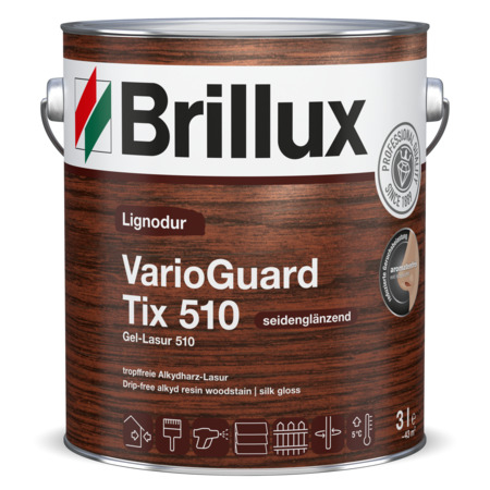 Brillux Lignodur VarioGuard Tix 510 (vorher Gel-Lasur 510) seidenglänzend farblos | 3 Ltr. _L1