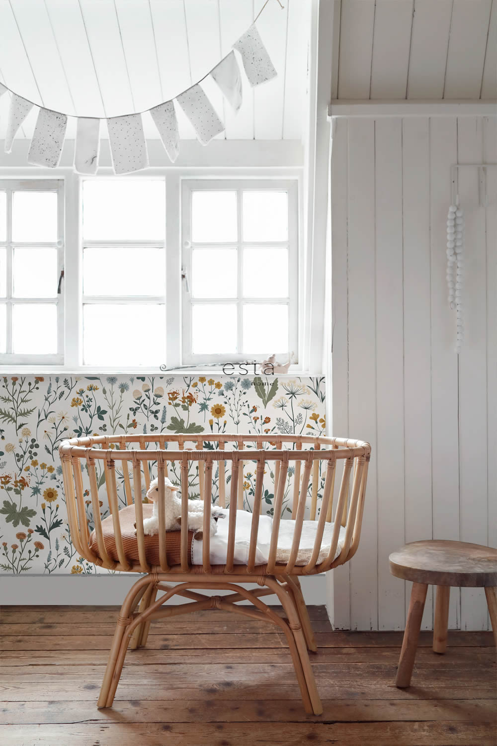 Tapete skandinavische Feldblumen beige Vlies 139391