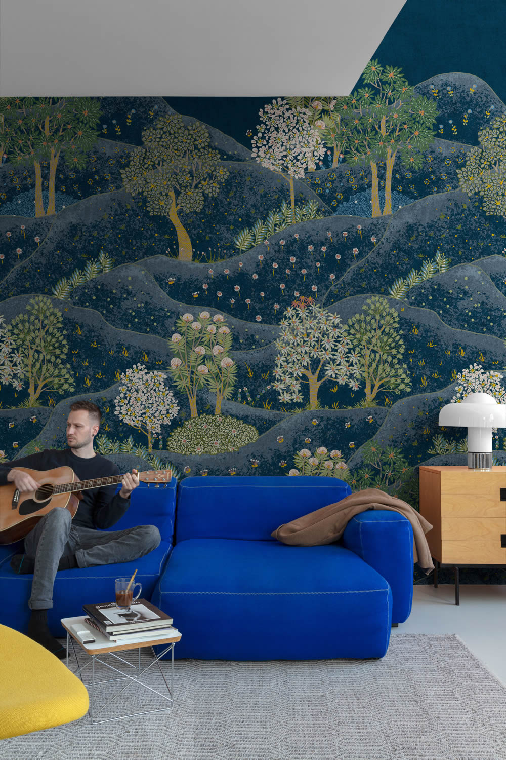 Fototapete 159 x 280 cm Wald Hügel Berg Baum blau ML1802